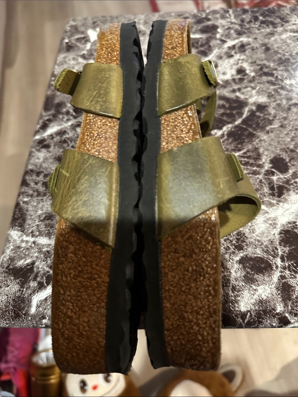 Birkenstock: Mayari Olive Green Double Strap Sandals - Picture 4 of 5